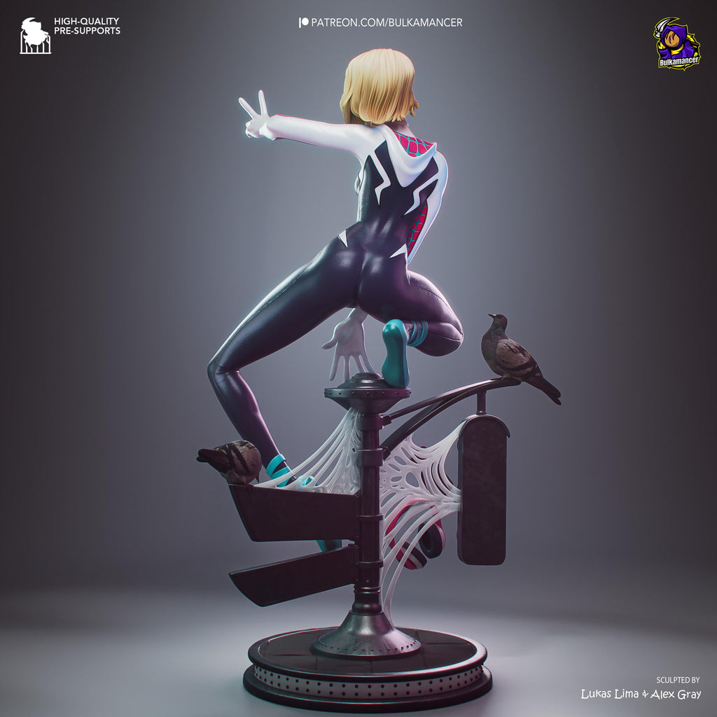 White Velocity - Acrobatic Web Slinger Superhero Gwen Stacy Resin Figure 16K