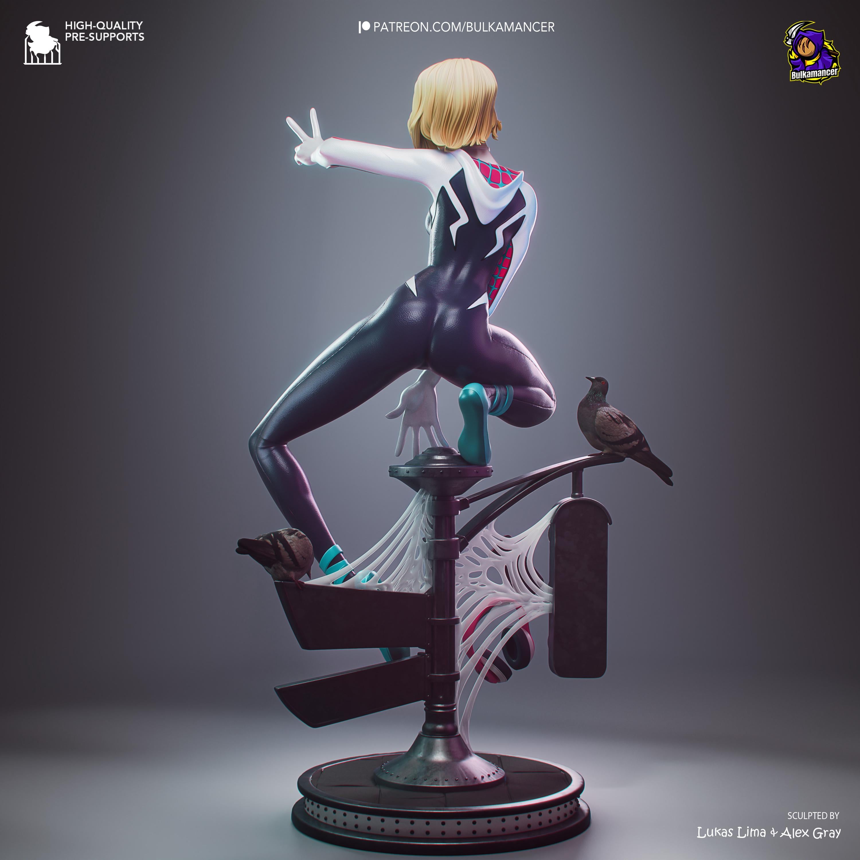 White Velocity - Acrobatic Web Slinger Superhero Gwen Stacy Resin Figure 16K