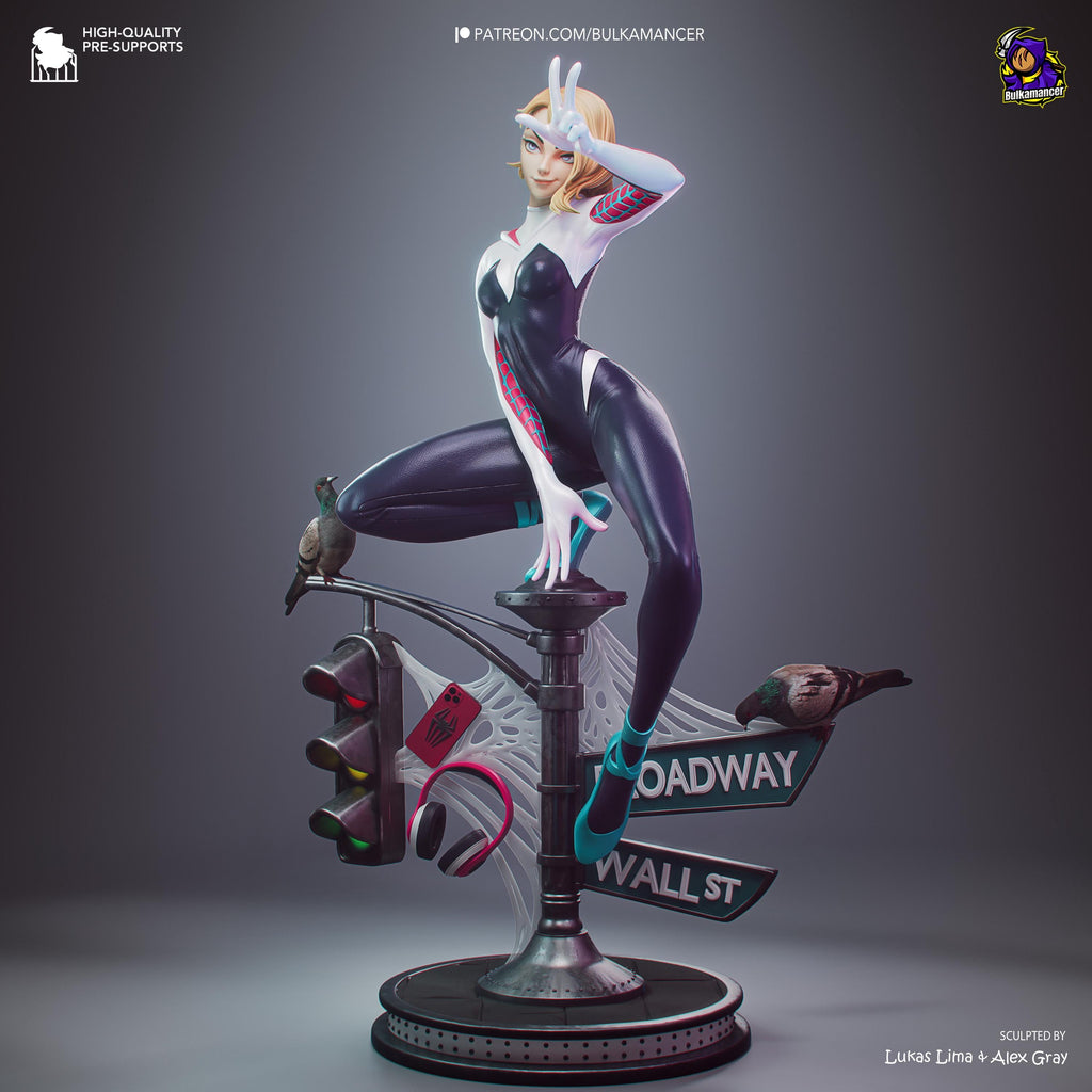 White Velocity - Acrobatic Web Slinger Superhero Gwen Stacy Resin Figure 16K