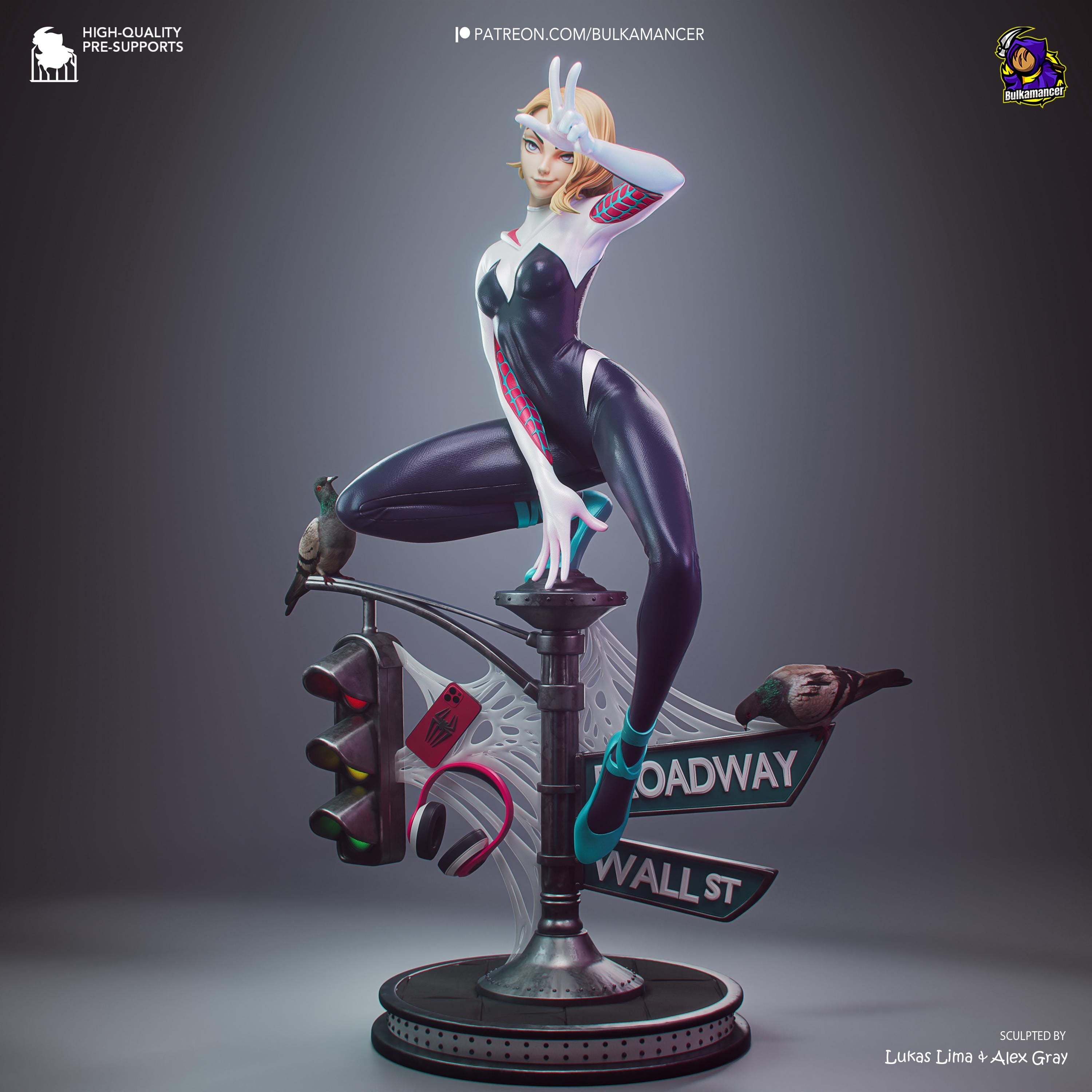 White Velocity - Acrobatic Web Slinger Superhero Gwen Stacy Resin Figure 16K