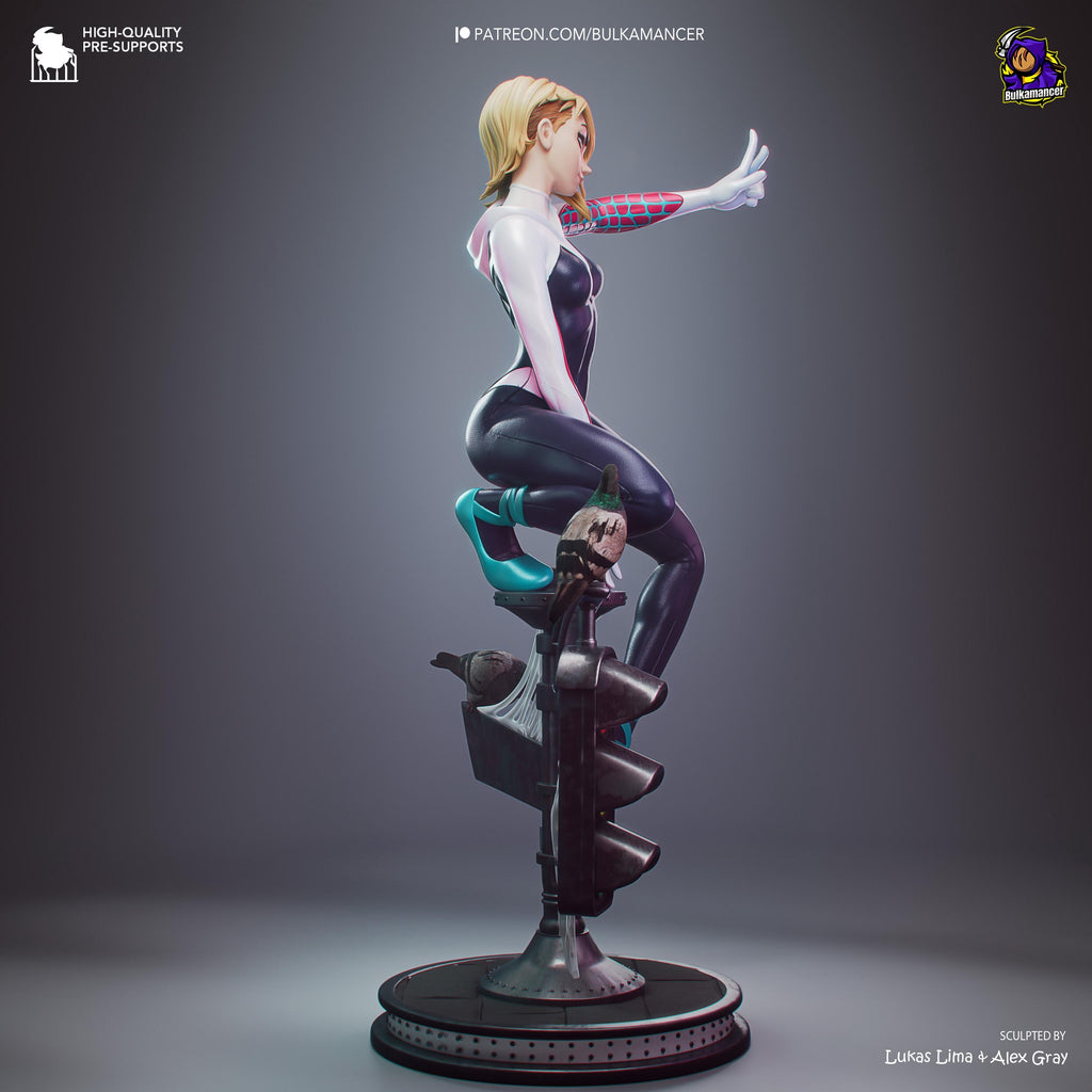 White Velocity - Acrobatic Web Slinger Superhero Gwen Stacy Resin Figure 16K