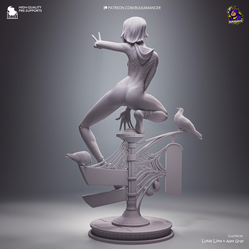 White Velocity - Acrobatic Web Slinger Superhero Gwen Stacy Resin Figure 16K