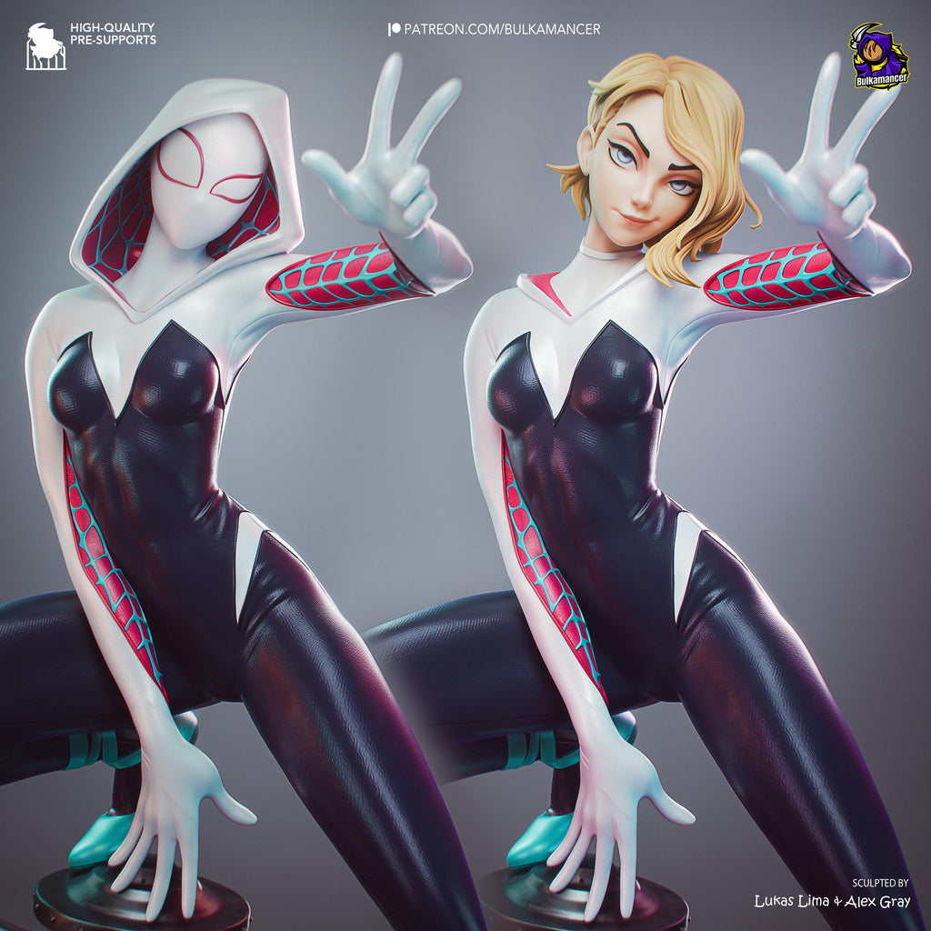White Velocity - Acrobatic Web Slinger Superhero Gwen Stacy Resin Figure 16K