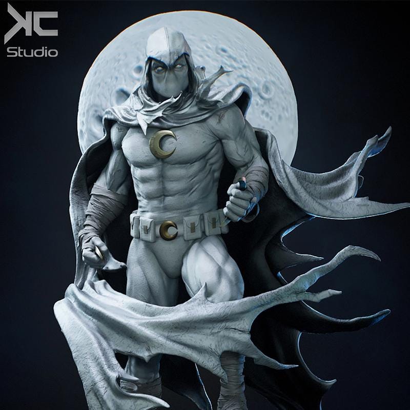 Lunar Vengeance - Mystical Hooded Vigilante Hero Moonknight Resin Figure 16K