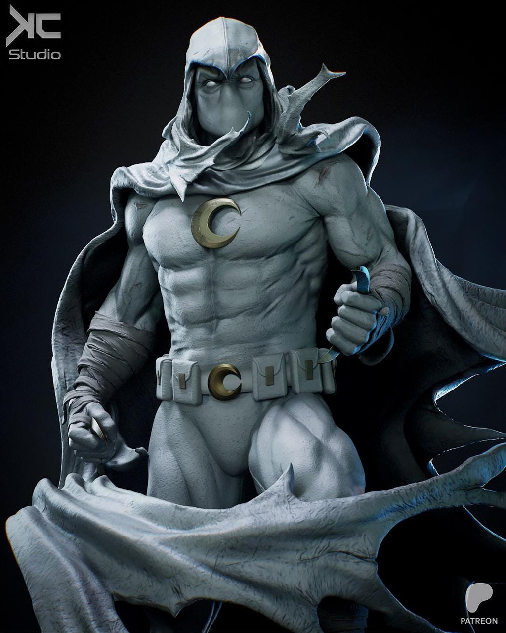 Lunar Vengeance - Mystical Hooded Vigilante Hero Moonknight Resin Figure 16K