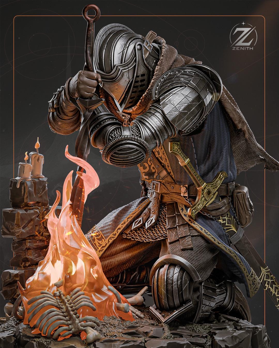 Lord Of Cinders - Dark Fantasy Medieval Hero Dark Souls Resin Figure 16K