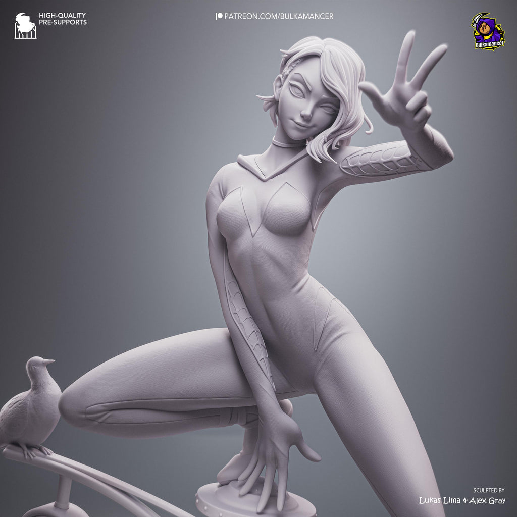 White Velocity - Acrobatic Web Slinger Superhero Gwen Stacy Resin Figure 16K