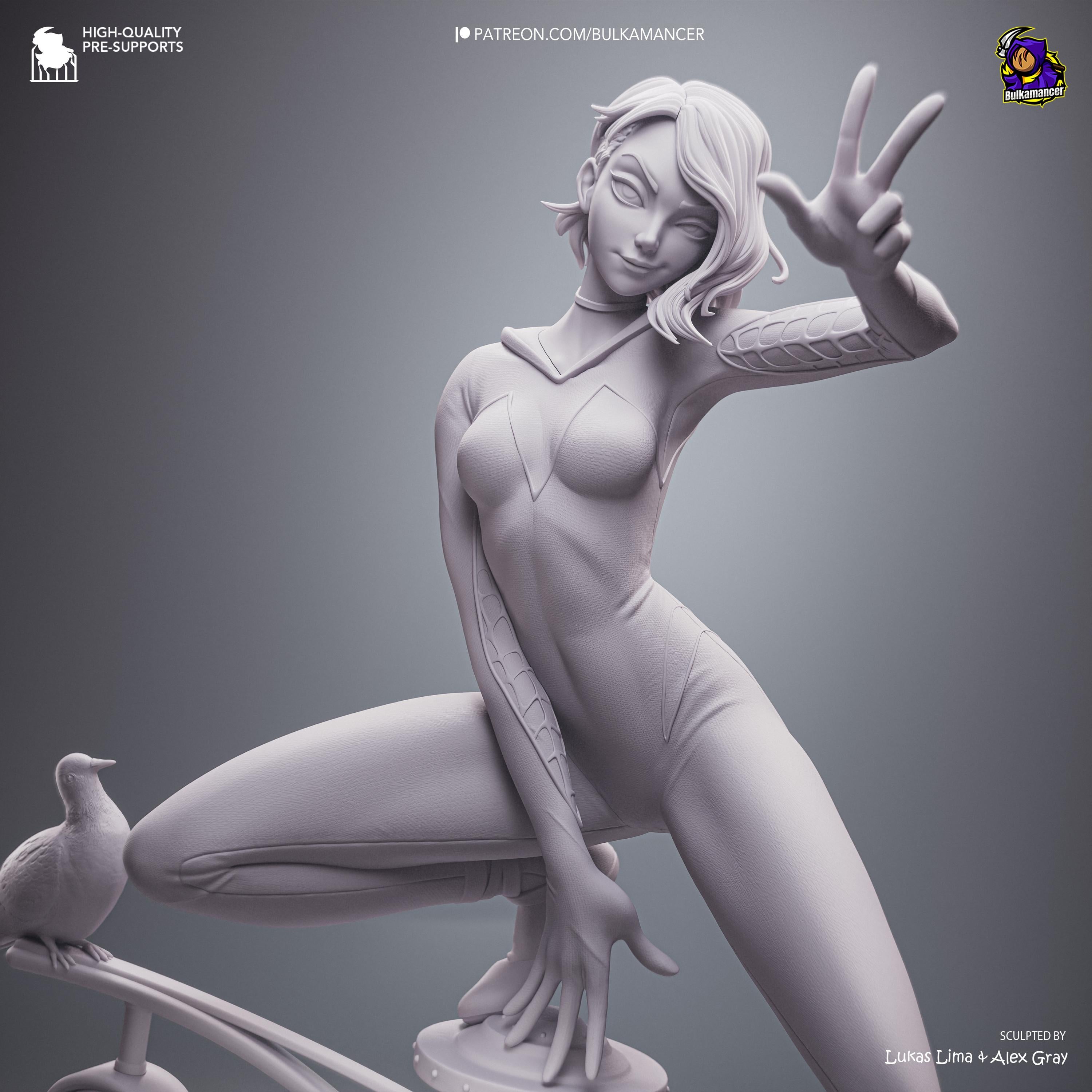 White Velocity - Acrobatic Web Slinger Superhero Gwen Stacy Resin Figure 16K