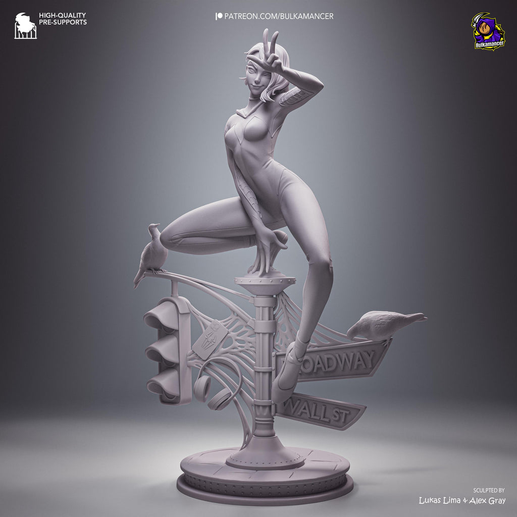 White Velocity - Acrobatic Web Slinger Superhero Gwen Stacy Resin Figure 16K