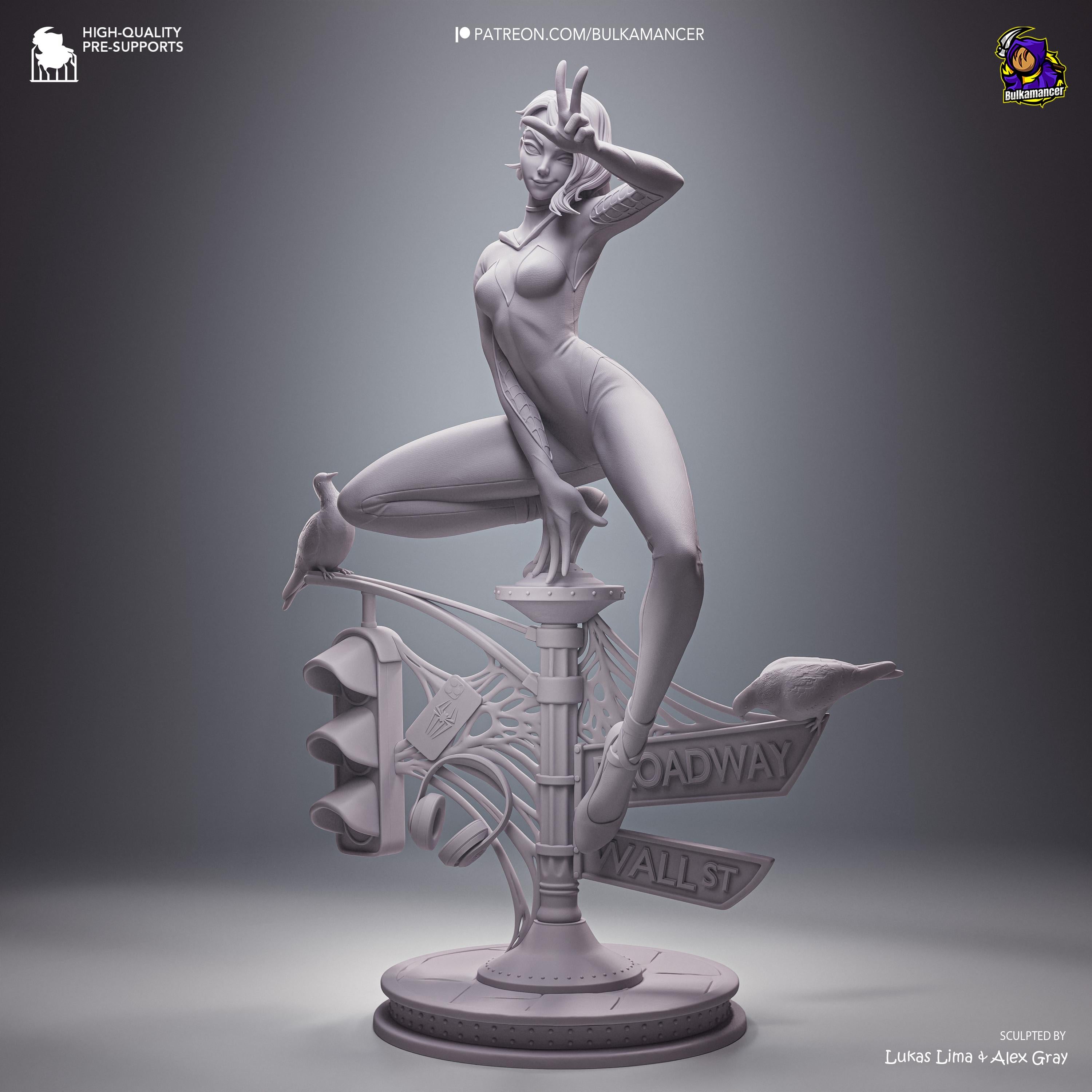 White Velocity - Acrobatic Web Slinger Superhero Gwen Stacy Resin Figure 16K