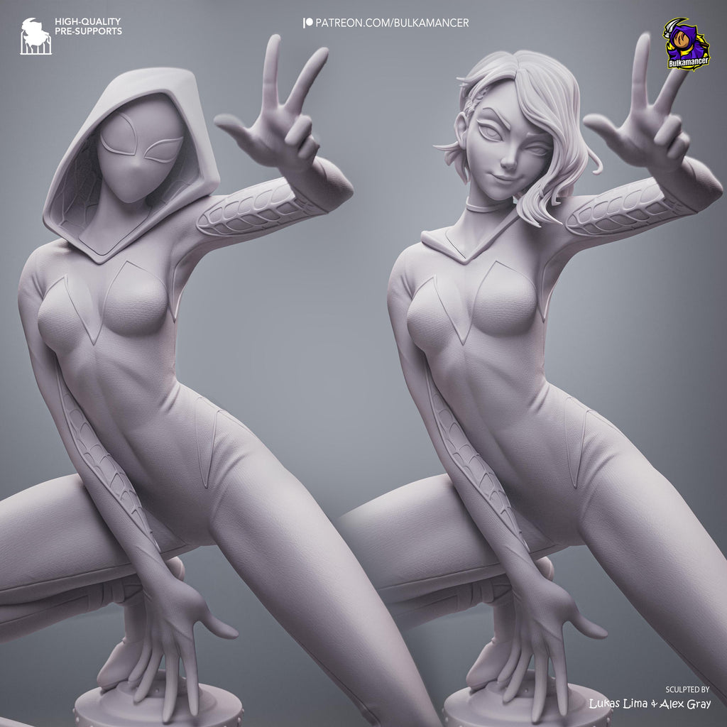 White Velocity - Acrobatic Web Slinger Superhero Gwen Stacy Resin Figure 16K
