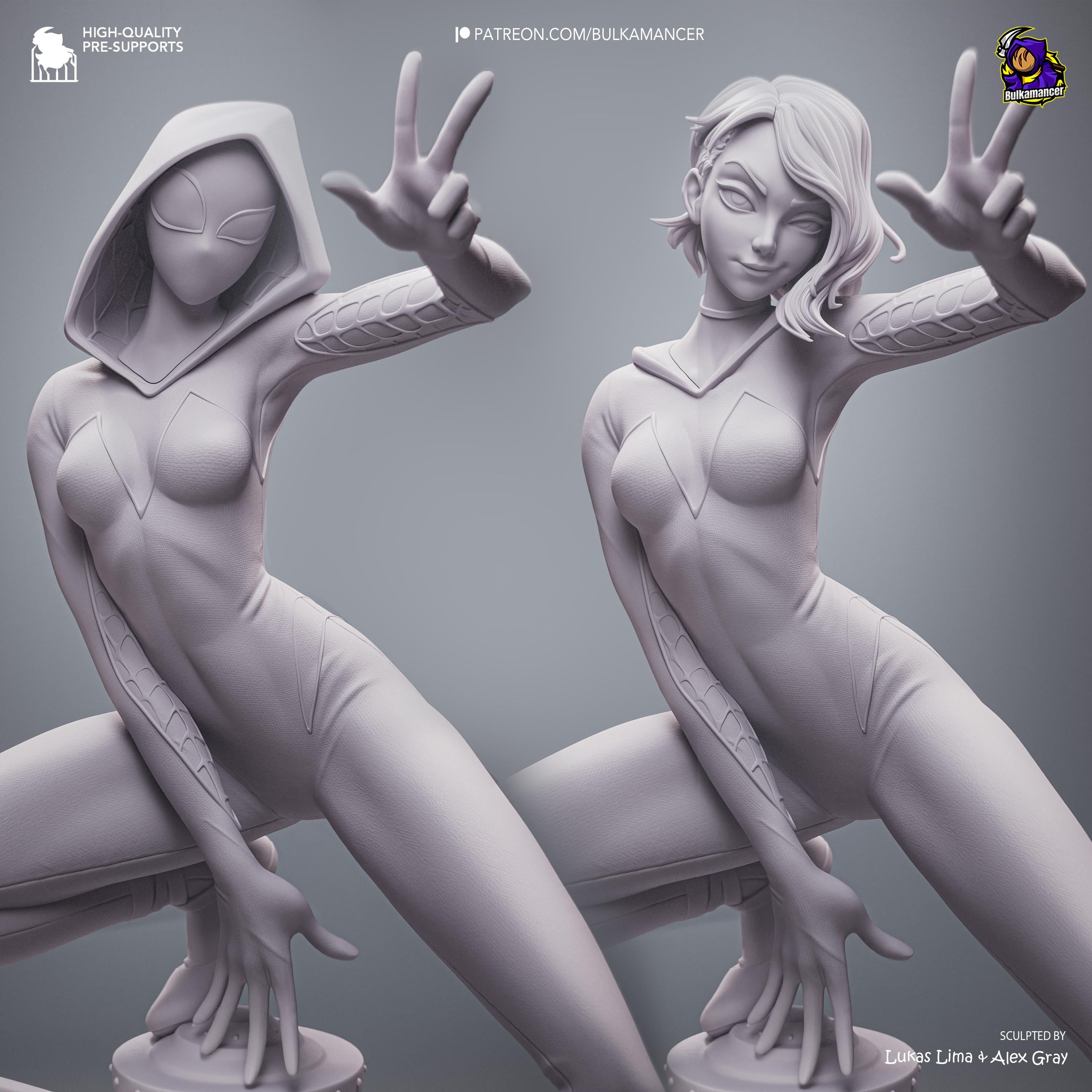 White Velocity - Acrobatic Web Slinger Superhero Gwen Stacy Resin Figure 16K