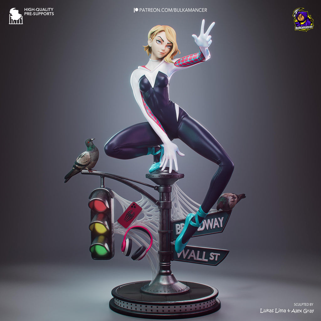 White Velocity - Acrobatic Web Slinger Superhero Gwen Stacy Resin Figure 16K