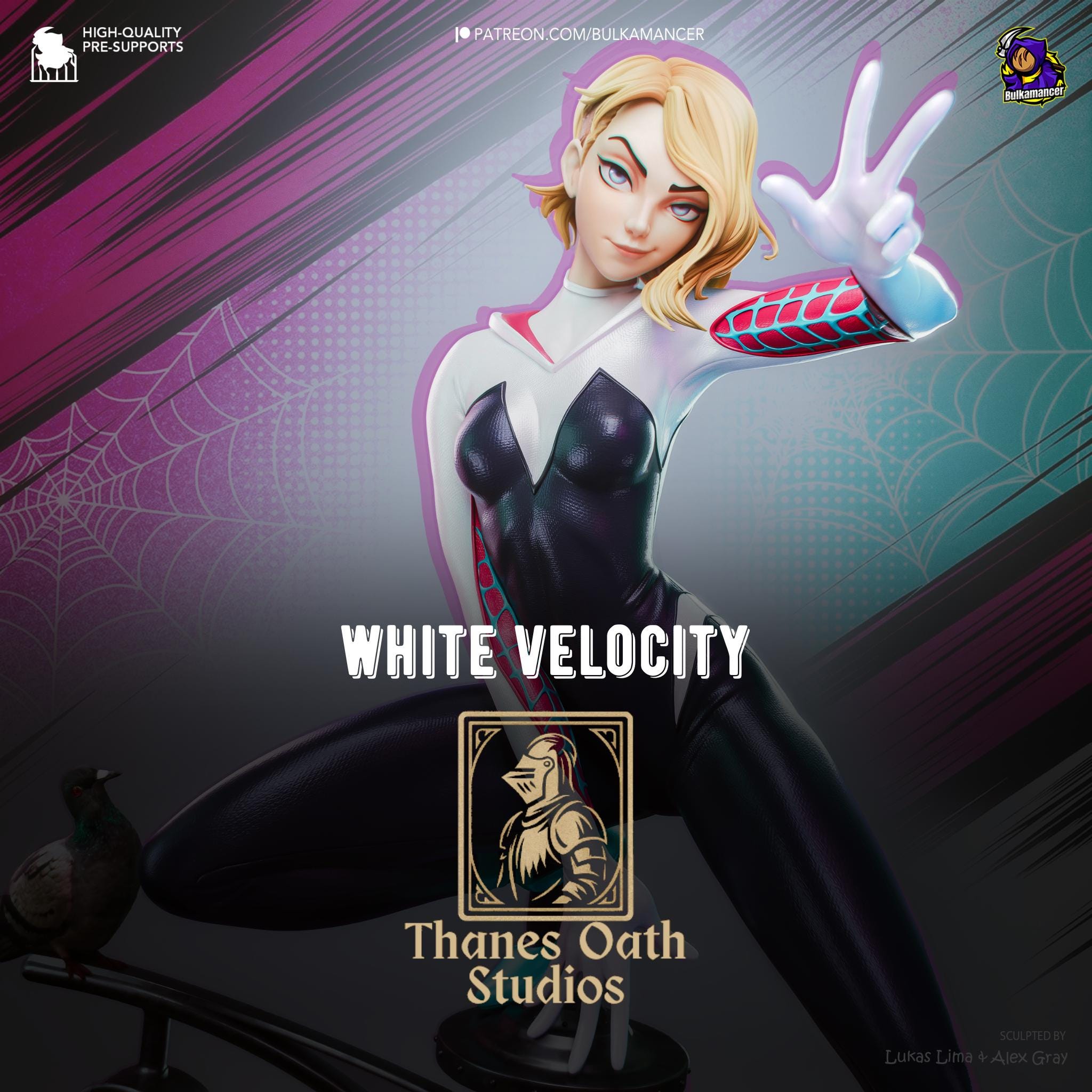 White Velocity - Acrobatic Web Slinger Superhero Gwen Stacy Resin Figure 16K