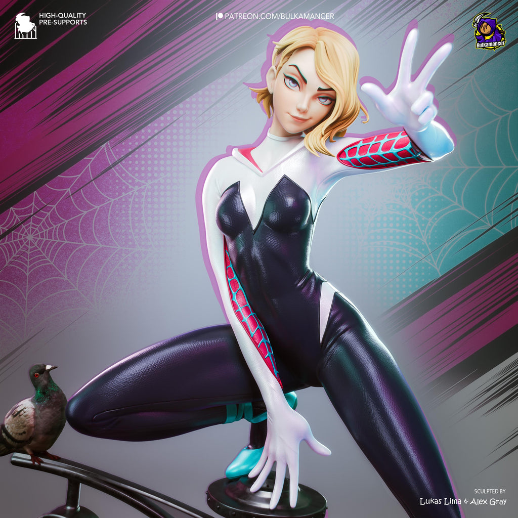 White Velocity - Acrobatic Web Slinger Superhero Gwen Stacy Resin Figure 16K