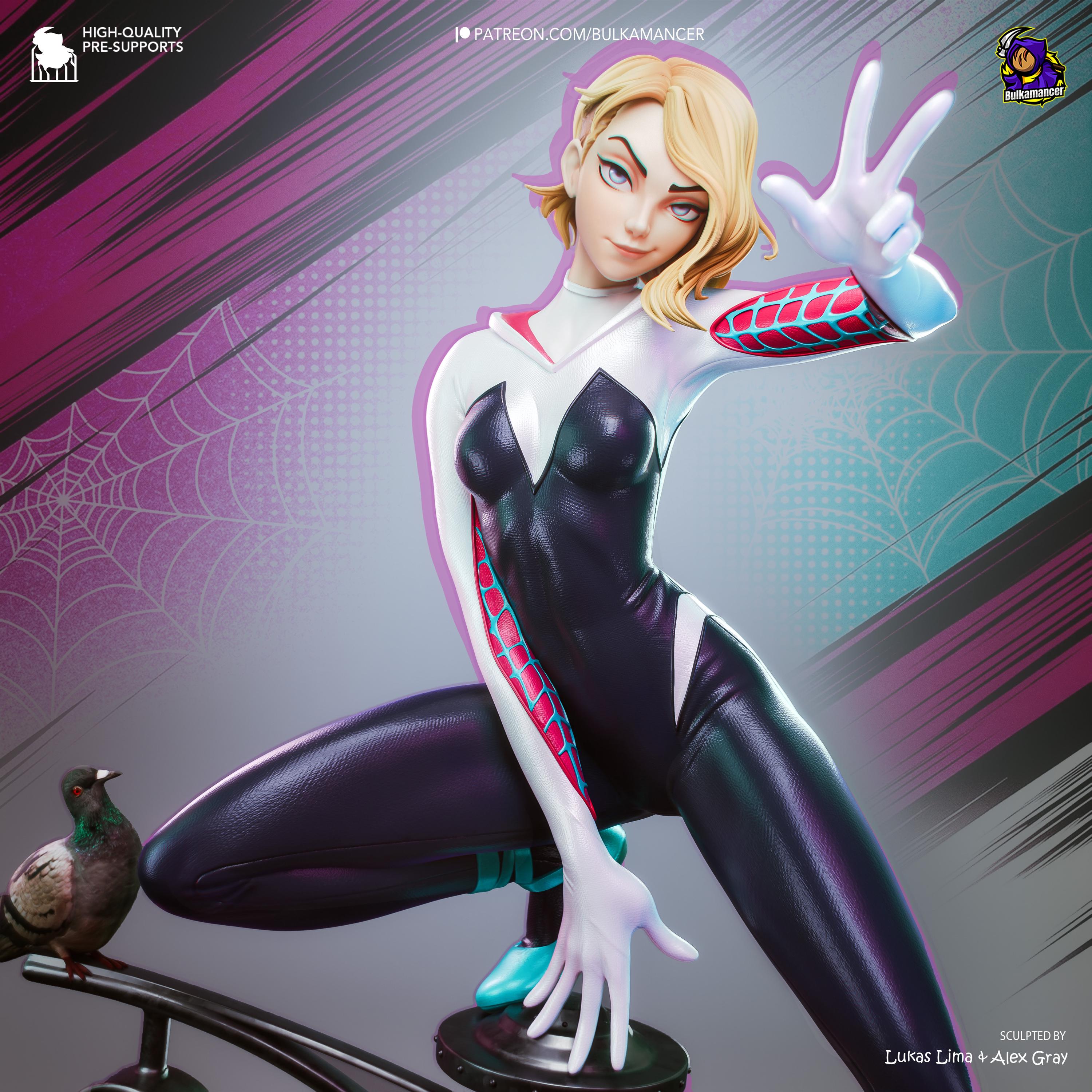 White Velocity - Acrobatic Web Slinger Superhero Gwen Stacy Resin Figure 16K