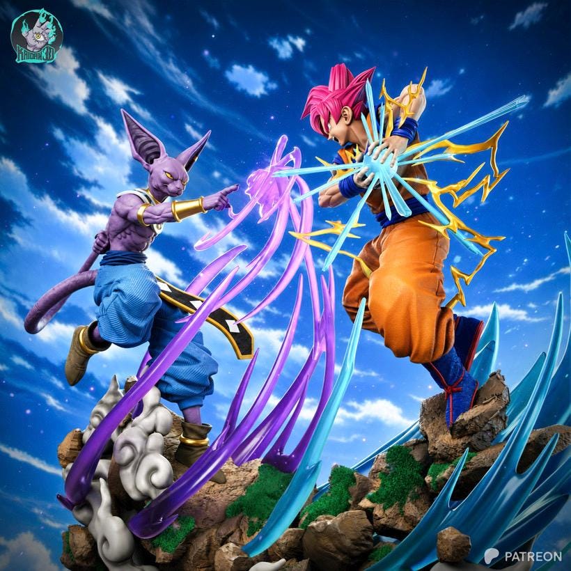 Clash Of Divinity - Anime Battle Explosive Goku Vs Bills Resin Figure 16K