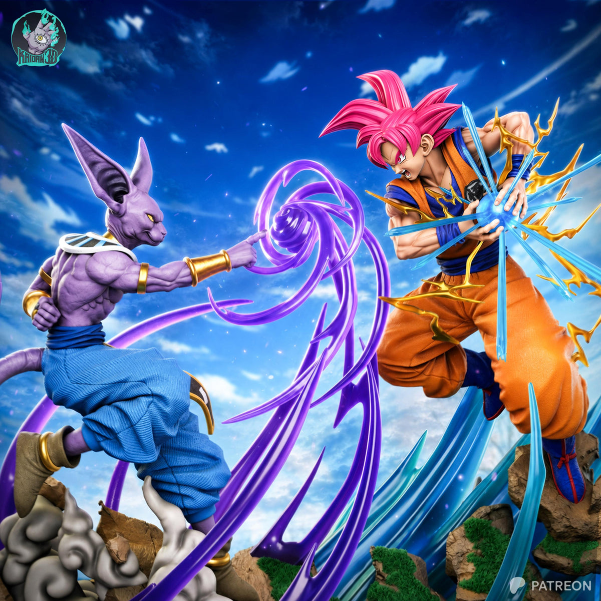 Clash Of Divinity - Anime Battle Explosive Goku Vs Bills Resin Figure 16K
