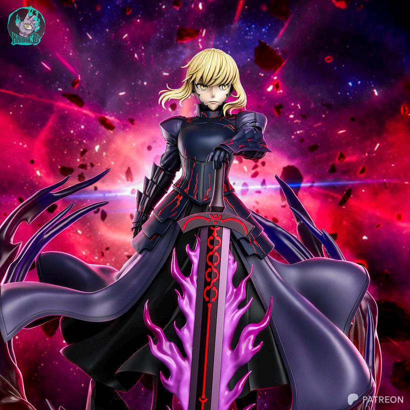 Blackened Excalibur - Dark Gothic Armoured Regal Saber Alter Resin Figure 16K