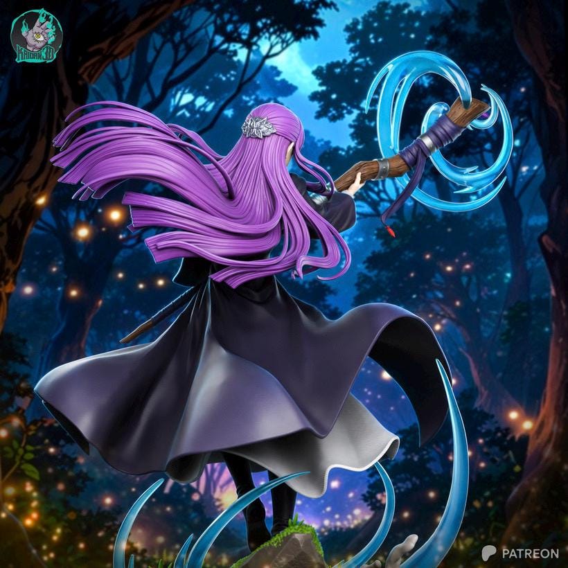 Violet Apprentice - Elegant Sorcerer Magical Fern Resin Figure 16K