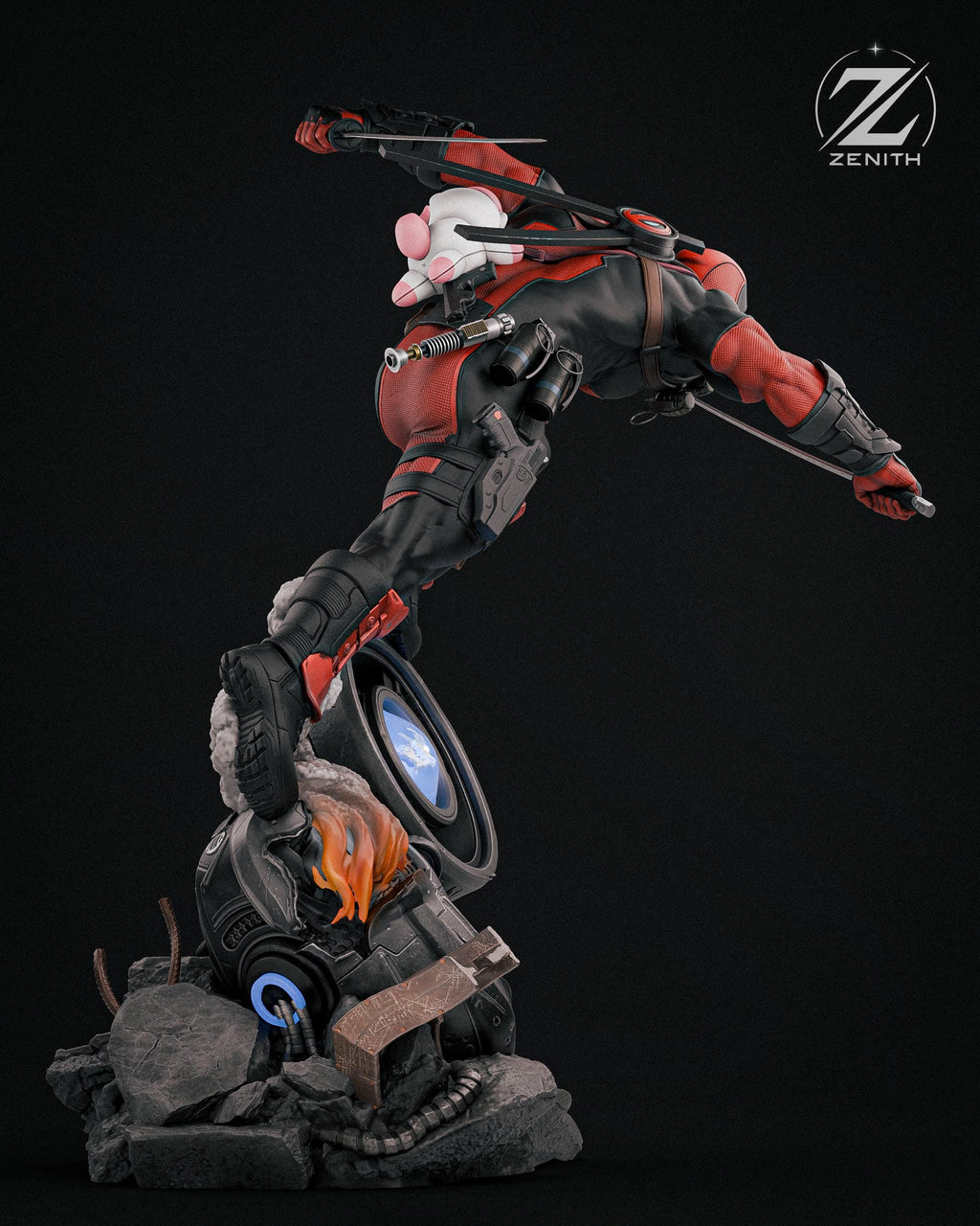 Mercenary Mayhem - Comedic Chaotic Masked Mercenary Deadpool Resin Figure 16K