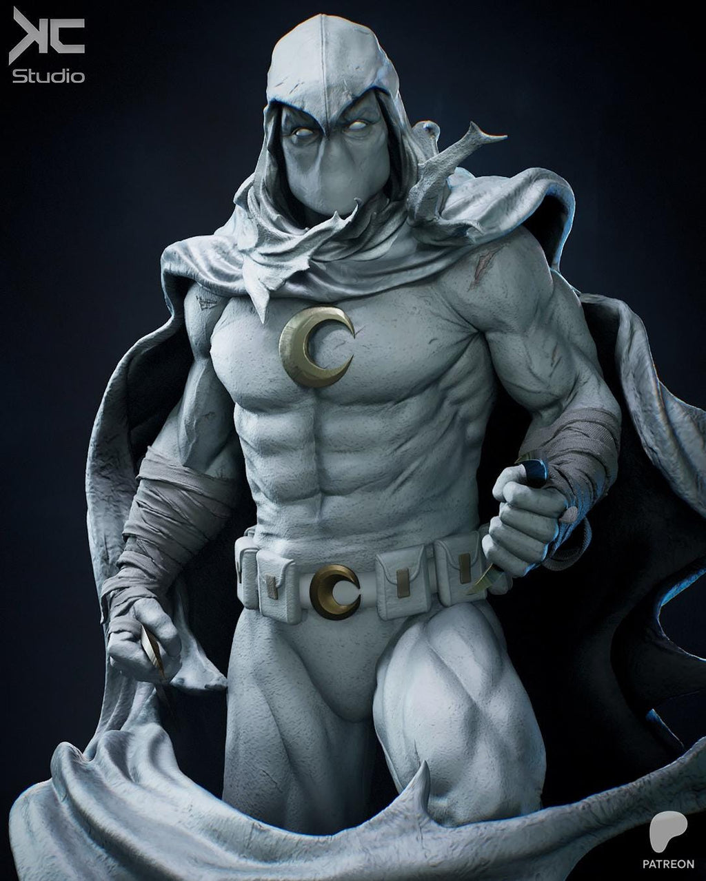 Lunar Vengeance - Mystical Hooded Vigilante Hero Moonknight Resin Figure 16K