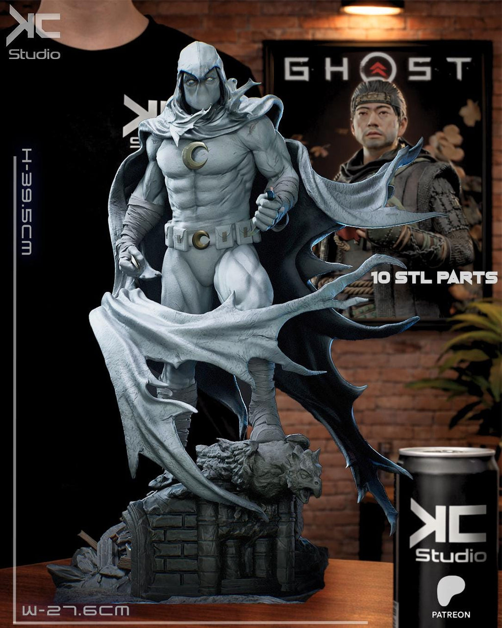 Lunar Vengeance - Mystical Hooded Vigilante Hero Moonknight Resin Figure 16K