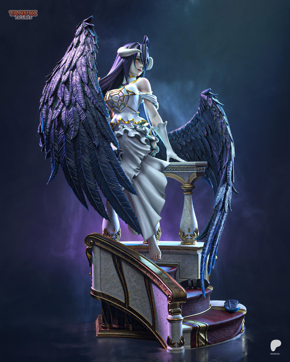 Midnight Wings - Gothic Winged Anime Albedo Resin Figure 16K