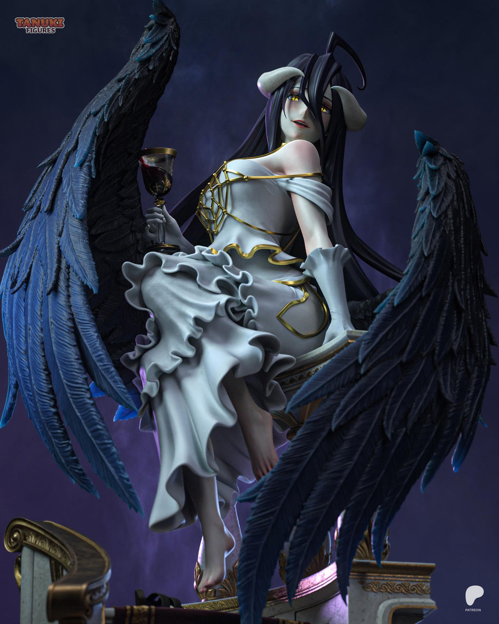 Midnight Wings - Gothic Winged Anime Albedo Resin Figure 16K