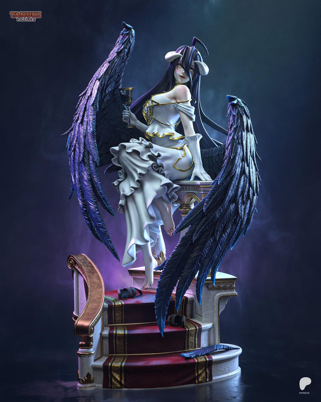 Midnight Wings - Gothic Winged Anime Albedo Resin Figure 16K