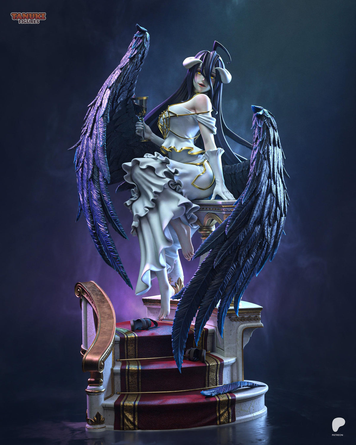 Midnight Wings - Gothic Winged Anime Albedo Resin Figure 16K