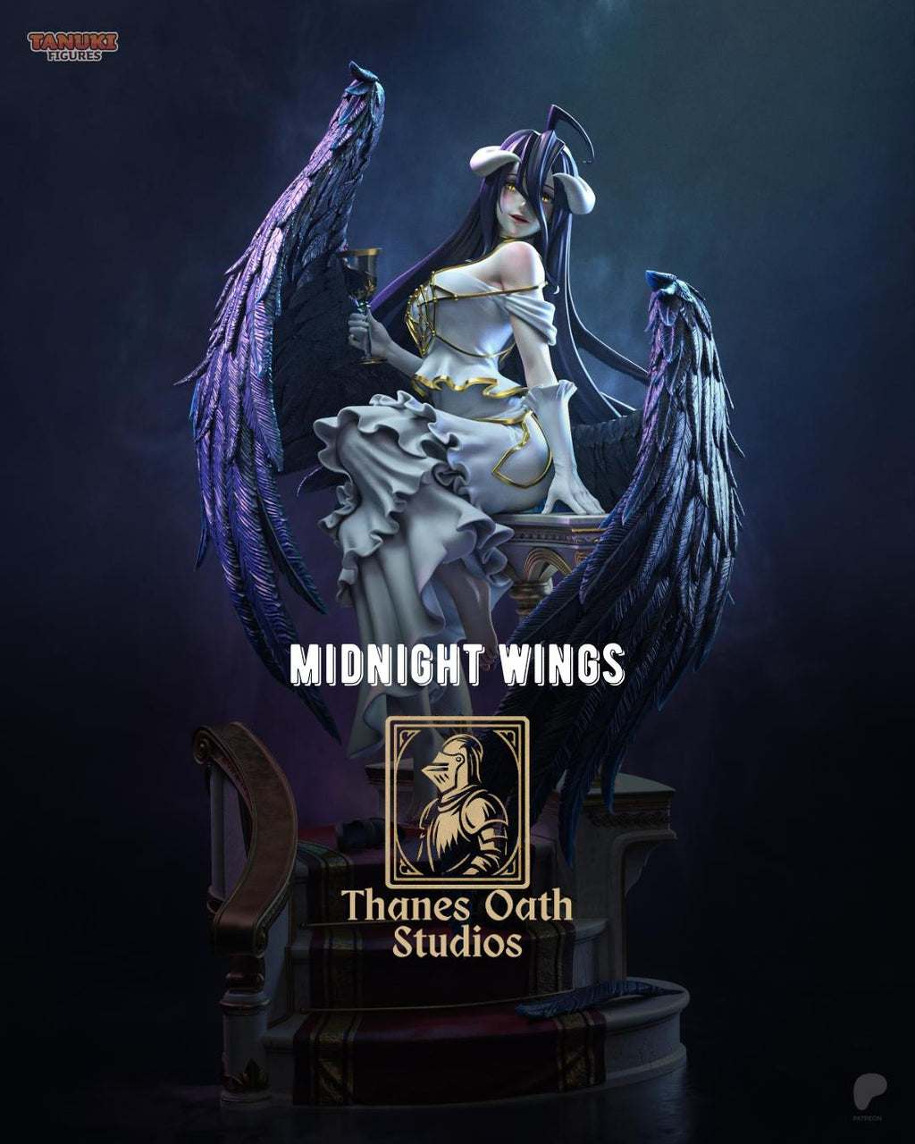 Midnight Wings - Gothic Winged Anime Albedo Resin Figure 16K