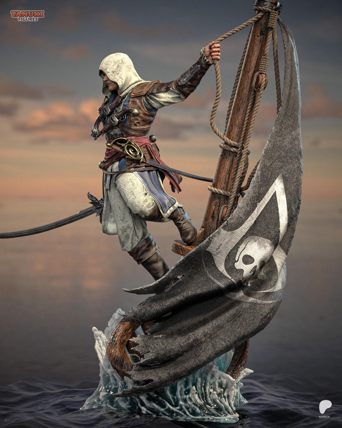 Seas Of Fortune - Hooded Pirate Assassin Edward Kenway Resin Figure 16K