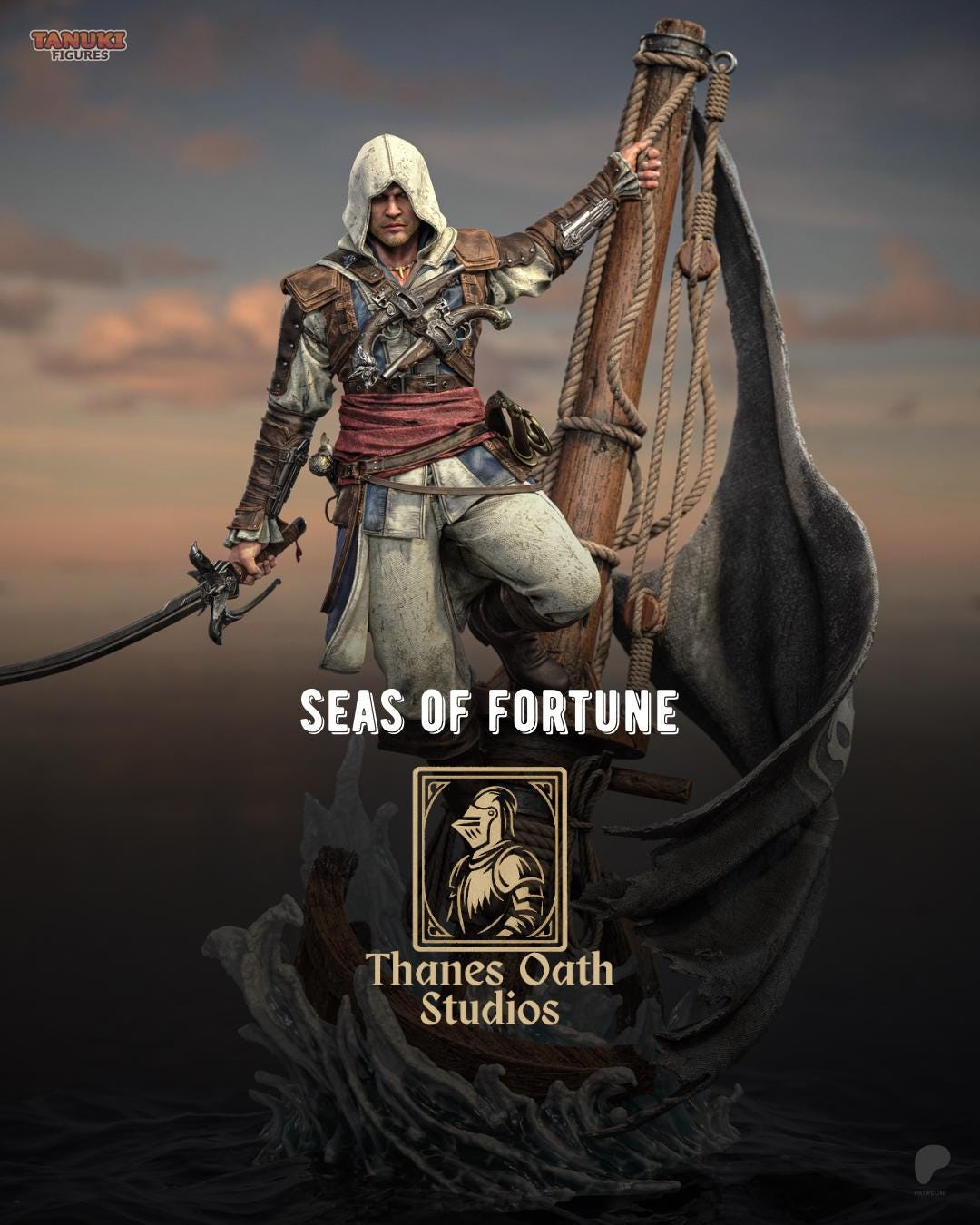 Seas Of Fortune - Hooded Pirate Assassin Edward Kenway Resin Figure 16K