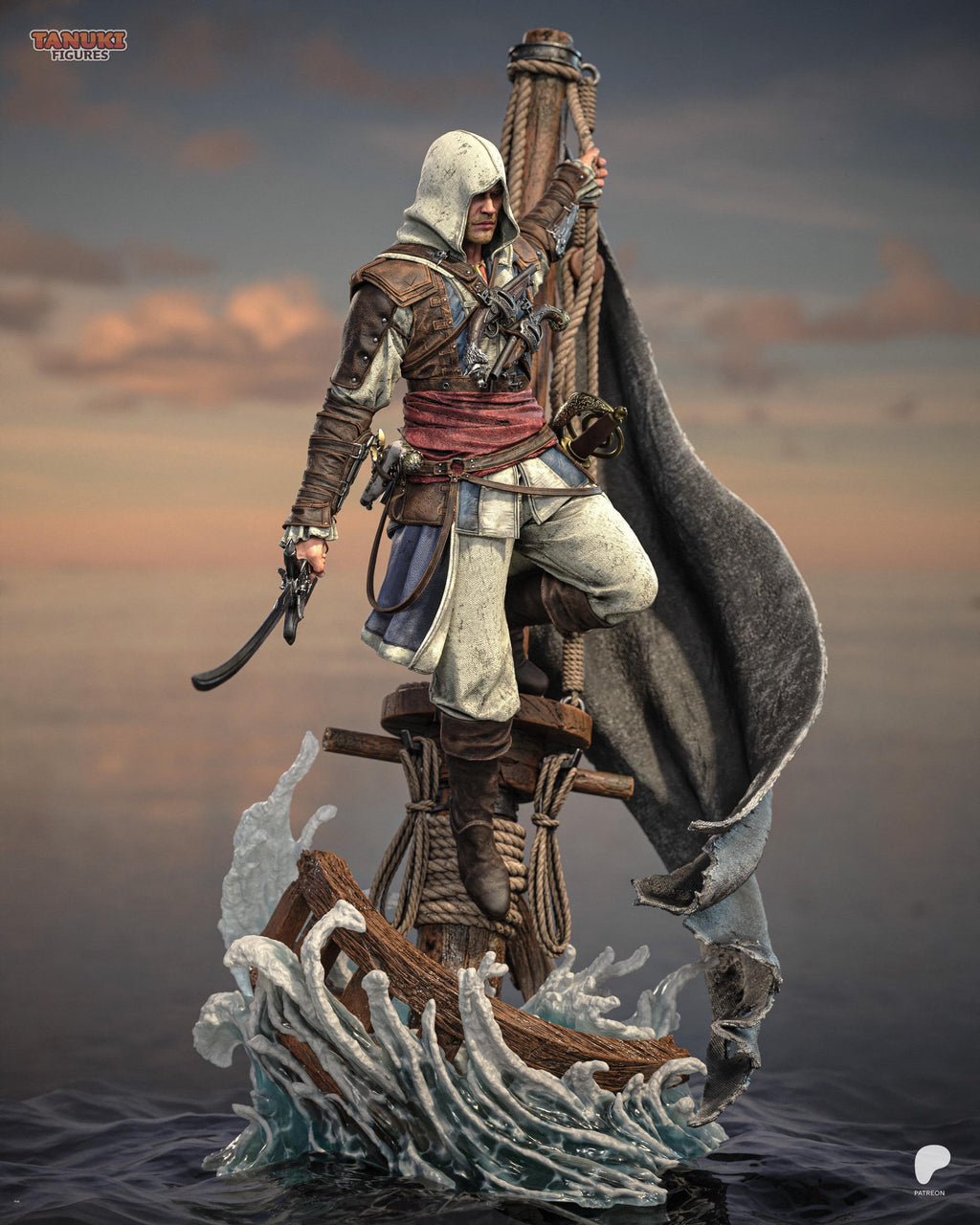 Seas Of Fortune - Hooded Pirate Assassin Edward Kenway Resin Figure 16K