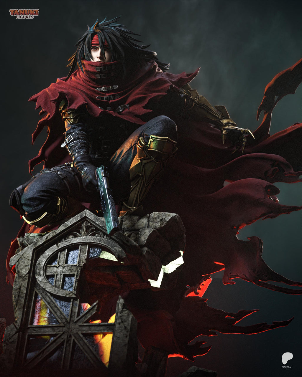 Forgotten Sins - Mysterious Crimson Gunslinger Vincent Valentine Resin Figure 16K