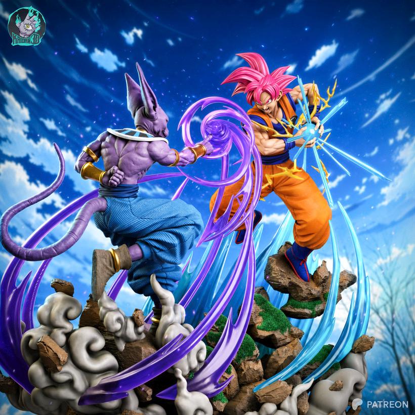 Clash Of Divinity - Anime Battle Explosive Goku Vs Bills Resin Figure 16K