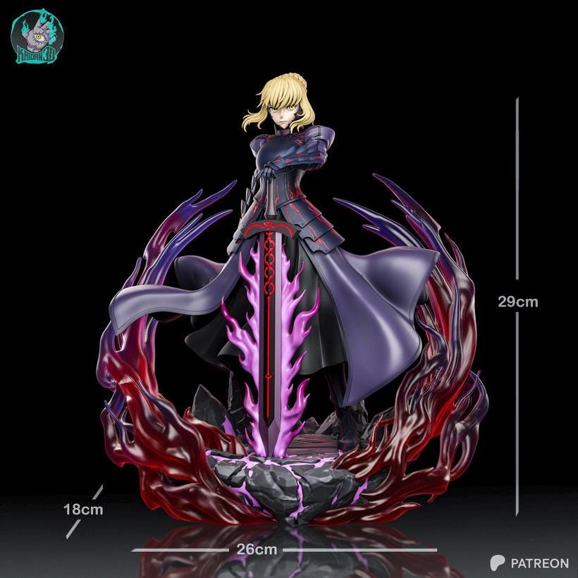 Blackened Excalibur - Dark Gothic Armoured Regal Saber Alter Resin Figure 16K