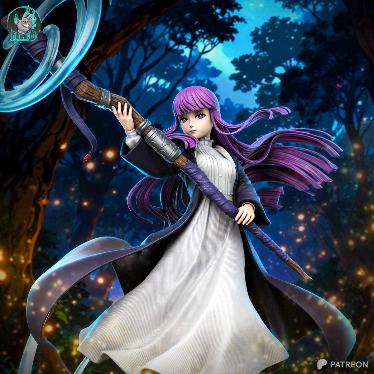 Violet Apprentice - Elegant Sorcerer Magical Fern Resin Figure 16K