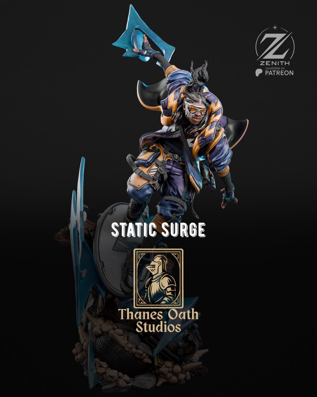 Static Surge - Electric Energetic Superhero Static Shock Resin Figure 16K