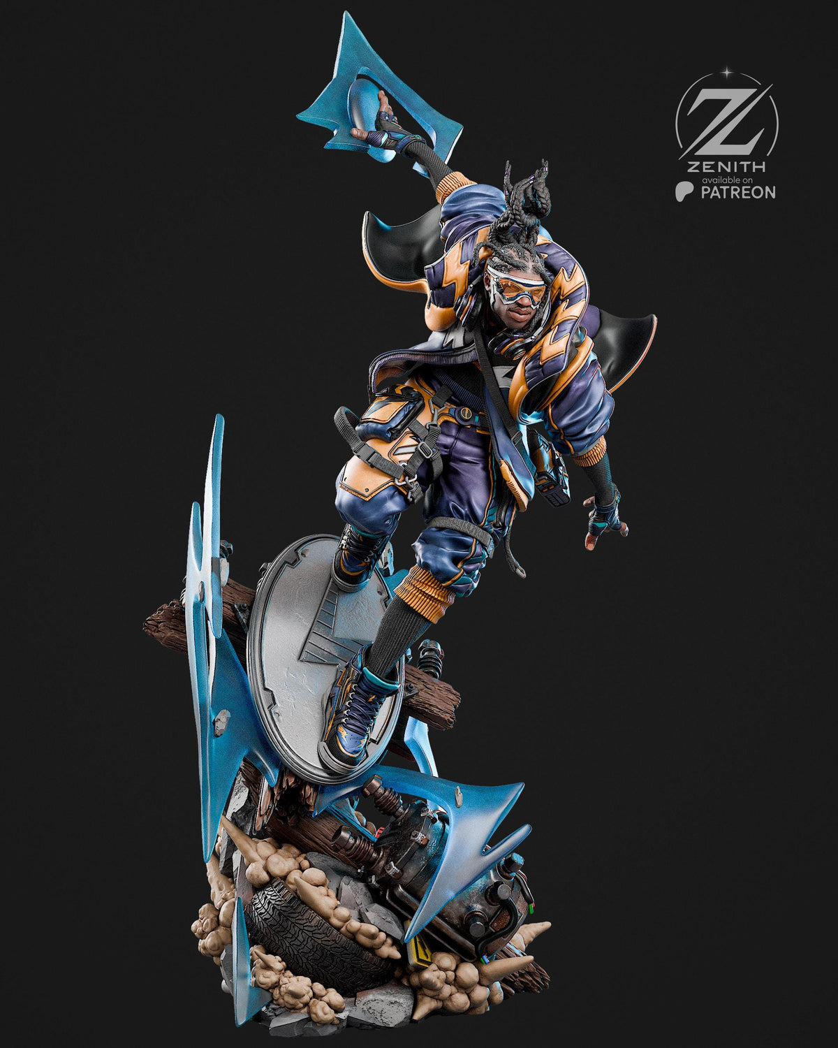Static Surge - Electric Energetic Superhero Static Shock Resin Figure 16K
